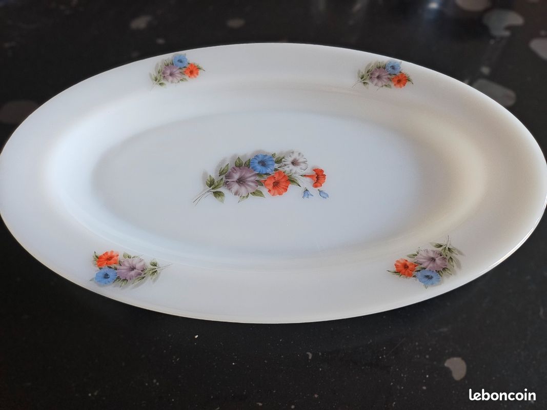 Grand Plat à Gratin Ovale Arcopal Vintage - Décor Fleurs De Cerisier - 2L