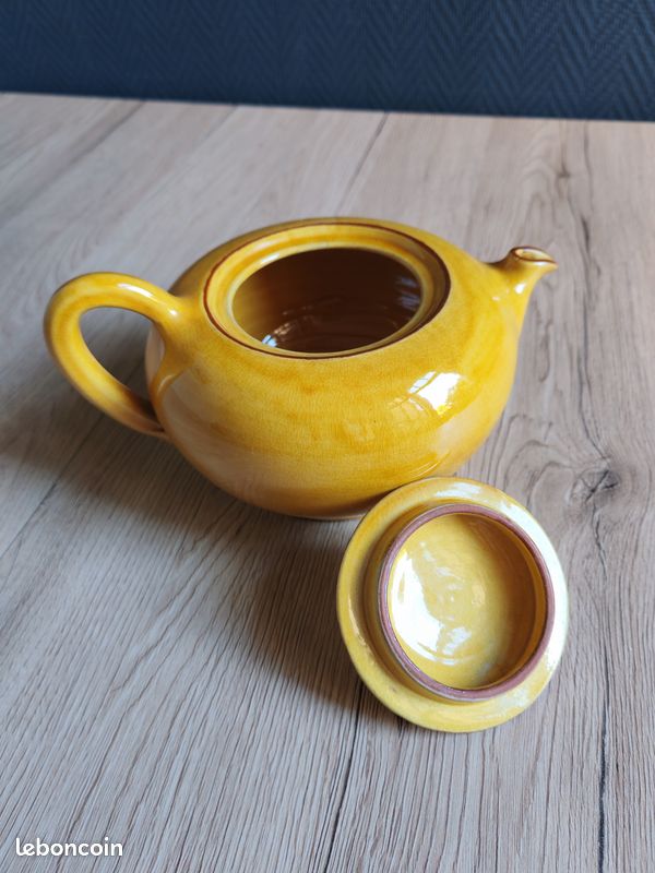 Théière Moutarde Vintage en Céramique Émaillée | Petite Théière Jaune Craquelée Style Campagne Arcopal Digoin | Déco Cuisine Rétro (image 20)