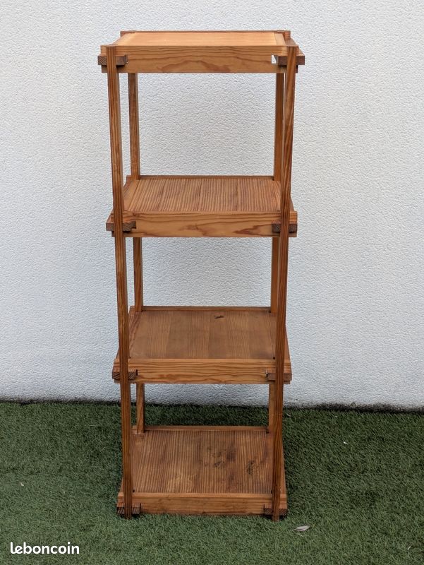 Étagère colonne design vintage en pin massif 4 niveaux (image 5)