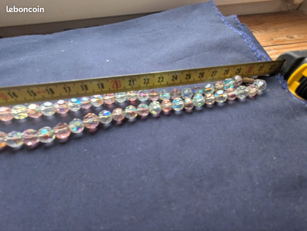Collier Vintage 2 Rangs En Perles Cristal Aurora Borealis - Modèle DN3025, Occasion Bon état