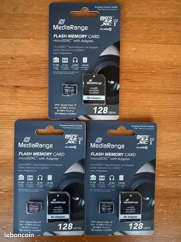 Lot de 3 carte micro SD 128gb (image 1)