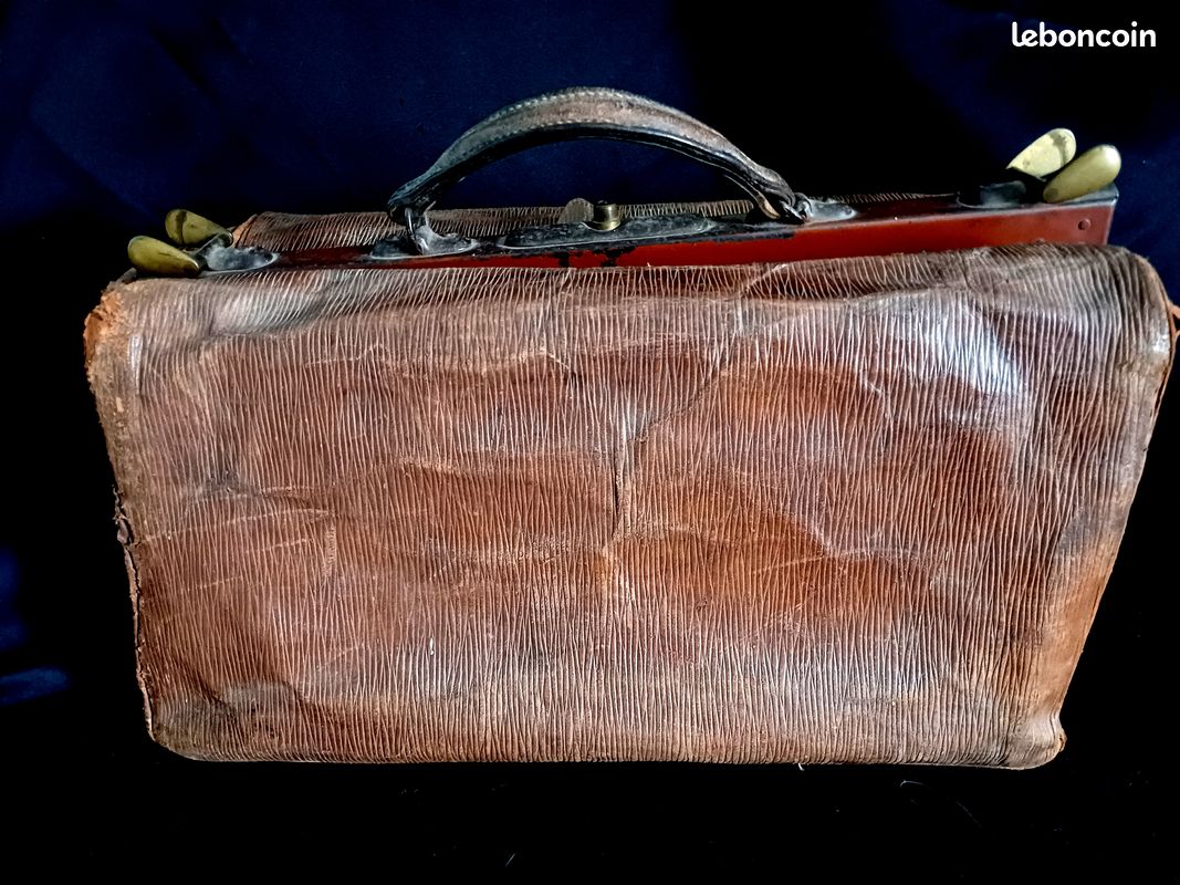 Sac De Médecin Vintage En Cuir Marron - Avec Sa Clé Originale ! - Authentique Des Années Passées