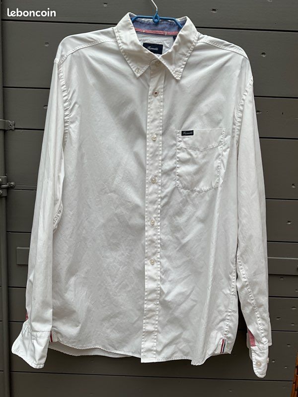 Chemise blanche FACONNABLE broderie marine dos M (image 3)