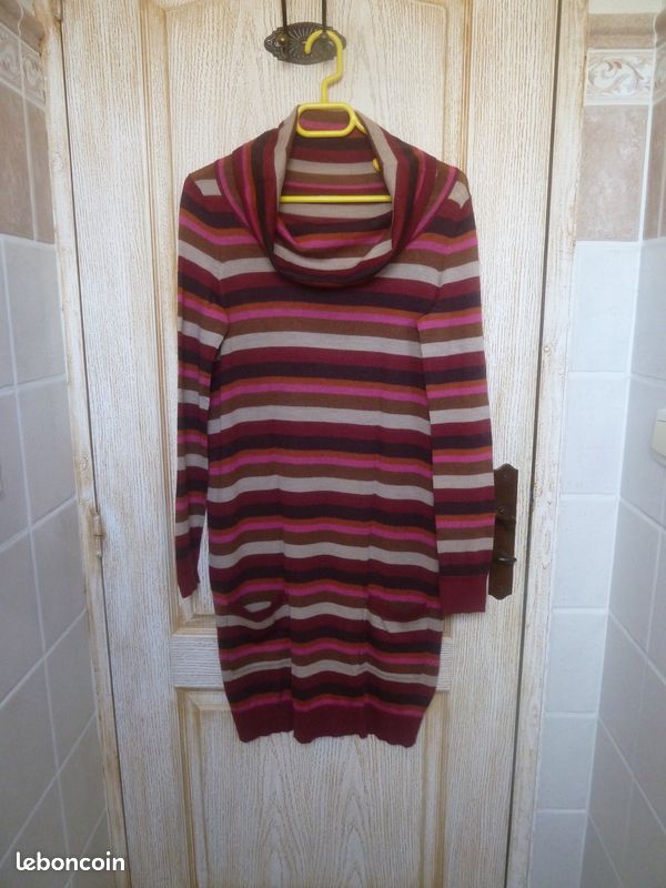 Robe pull chaude "La Redoute" bordeaux T40 (image 1)