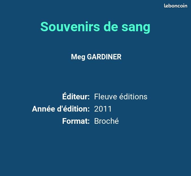 Souvenirs de sang - Meg GARDINER et Jean-Pierre ROBLAIN (image 2)