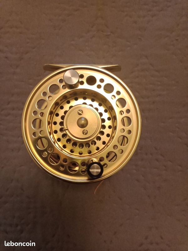 Moulinet de pêche en laiton vintage / axe central de 1,5