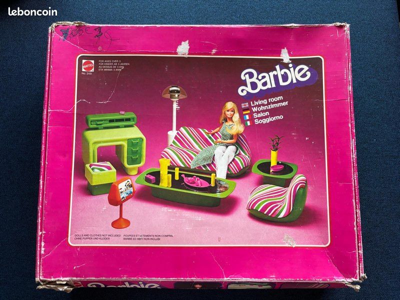 Barbie 7404 - Salon Convertible Vintage De 1985 - Boîte Jamais Ouverte, Fabriqué En France !