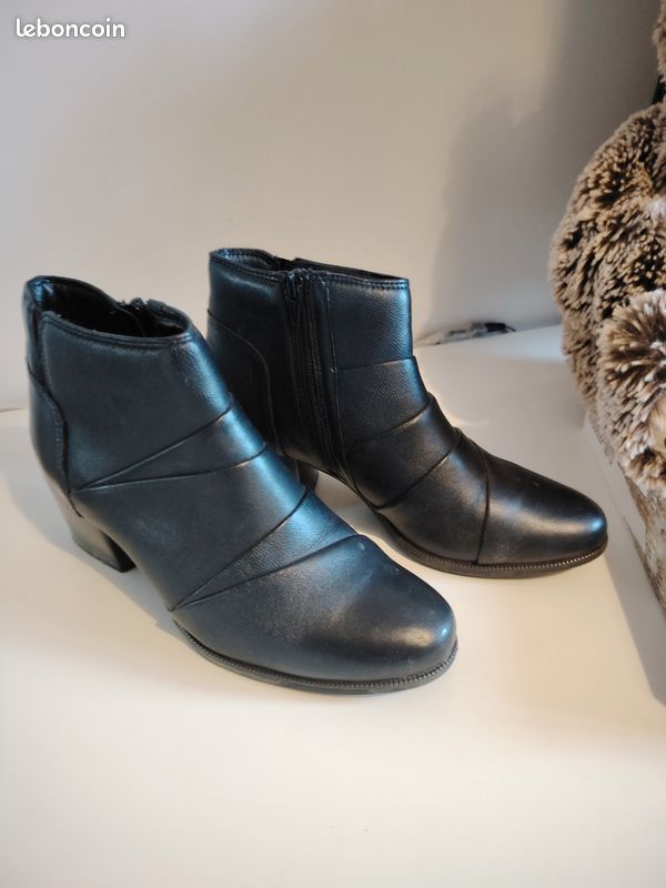 Bottines Femme En Cuir Minelli - Pointure 38, Noir, Talon Bas 1.5 Pouces, Occasion