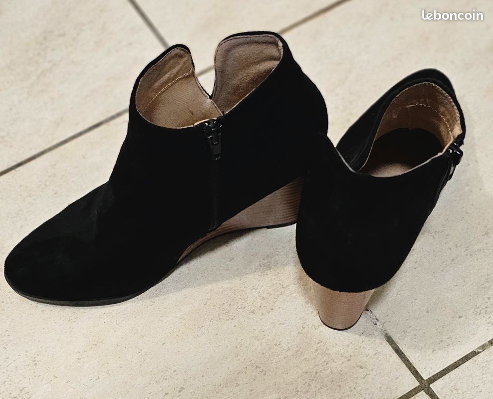Bottines à talons compensés noir — Pointure 40 (image 1)