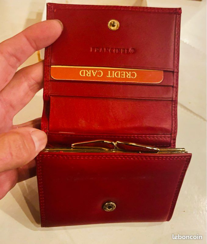 Portefeuille/porte-monnaie FRANCINEL Cuir Rouge Vintage - Occasion - Style Pochette Femme