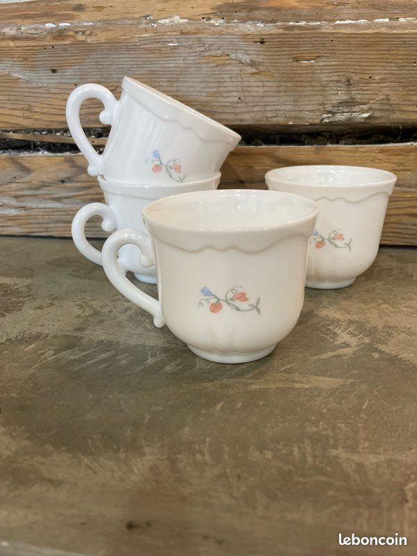 H&H Silhouette Lot de 6 tasses à café, Stoneware, blanc, 80 ml