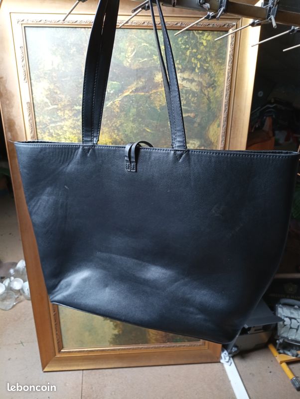Q) Grand sac à main noir cuir Marque Anna Field EXEPTIONNEL état neuf (image 3)