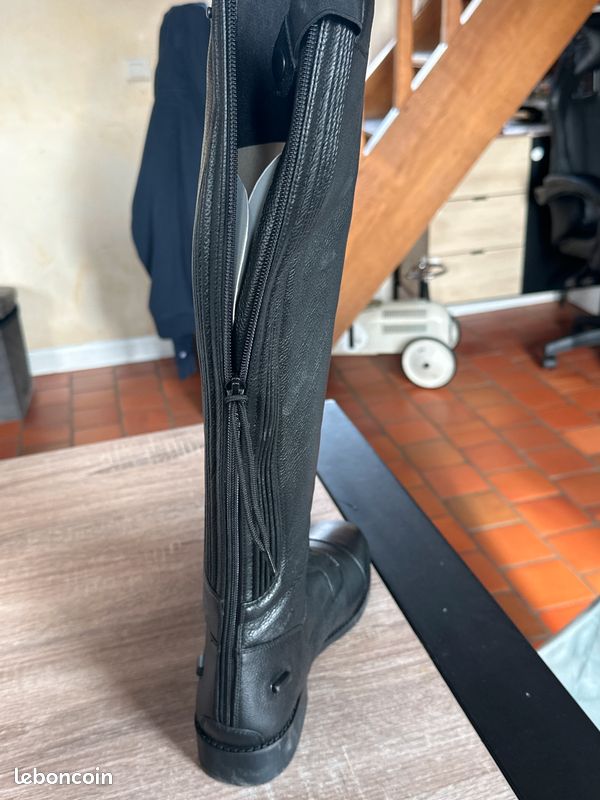 Bottes D'équitation Rhinegold - Cuir Noir - Haute - Taille 4 (jeunesse) - Unisexe