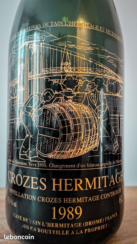 Bouteille vide Mathusalem 6L Crozes Hermitage 1989 sérigraphiée - Déco cave / bar (image 2)