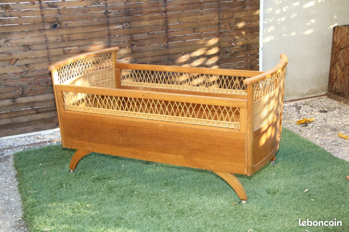Jouet Ancien : Meuble Lit Bébé En Bois - époque 1900 - Marque Ramoneur