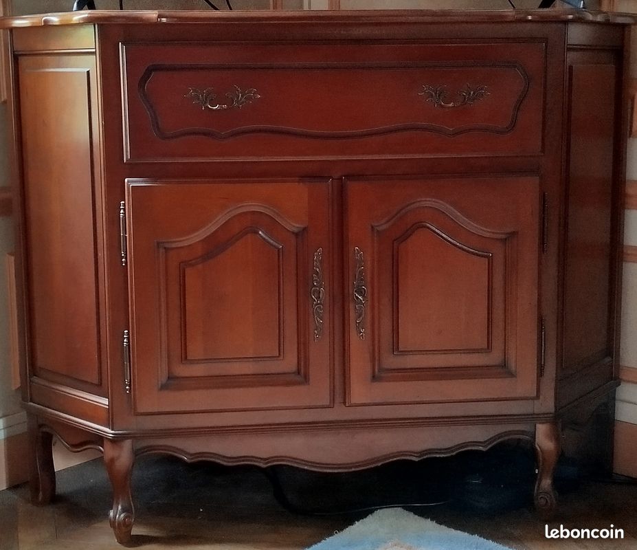 Lot 2 meubles en merisier marron foncé- meuble TV et d'appoint (image 2)