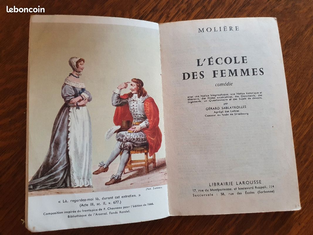 Livre L'école des femmes de Molière Édition de 1970 (vintage) [DON] (image 2)