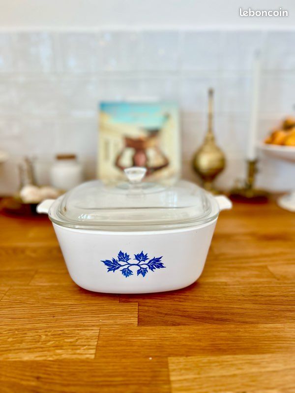 Plat à Four Pyroflam Électro Le Romarin - Vintage 19,5 Cm - Céramique Blanche