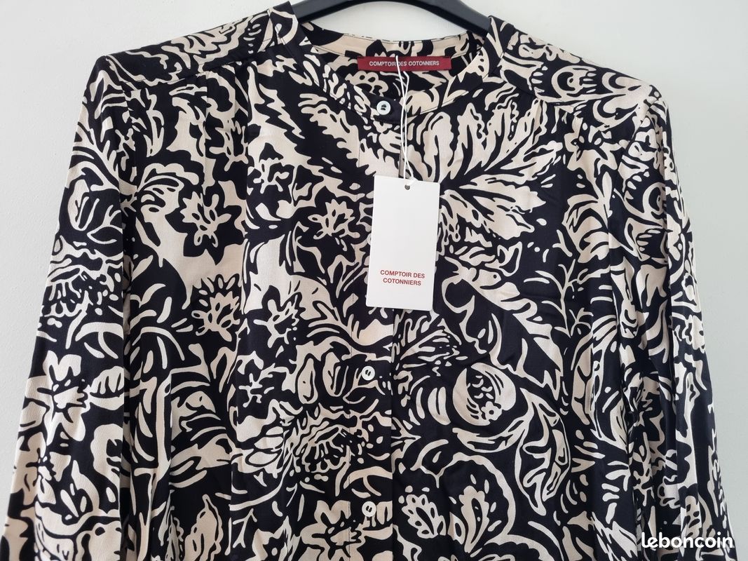 Blouse COMPTOIR DES COTONNIERS Taille 40 Rose En Coton - Occasion En Très Bon état