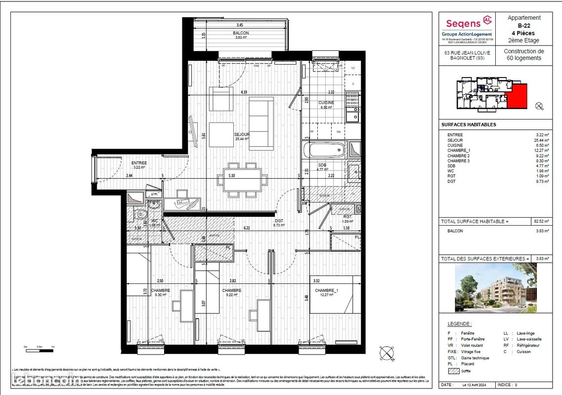 Appartement 4 pièces 83 m² · à Bagnolet · 83 m² · 1 438 €/mois