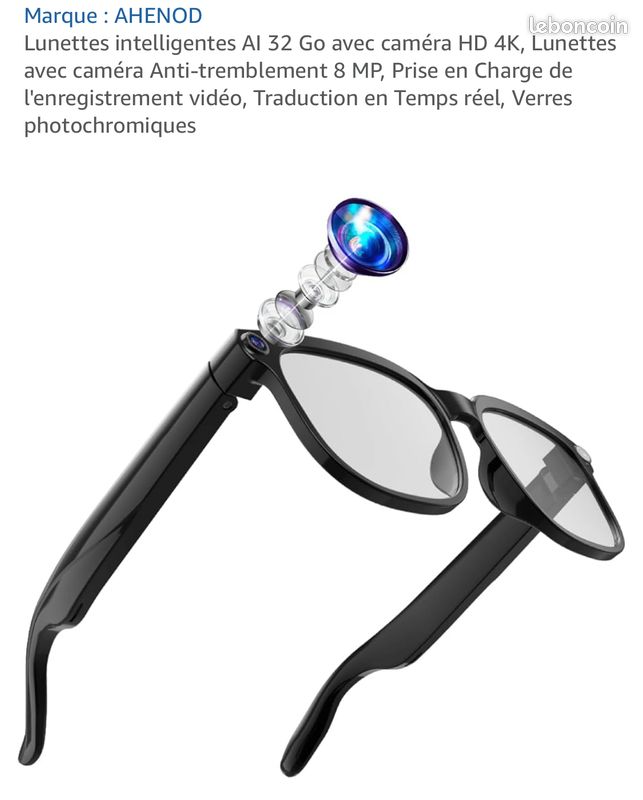 Lunettes intelligentes 4K HD AI, photochromiques