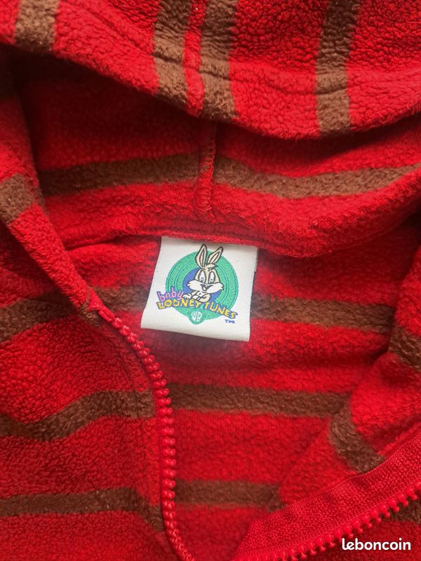 Gilet ZIPPÉ rouge avec Capuche - TAILLE 18MOIS (86cm) - (image 3)