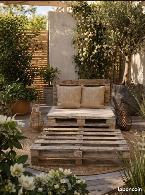 Salon de jardin en palettes – esprit bohème (image 2)