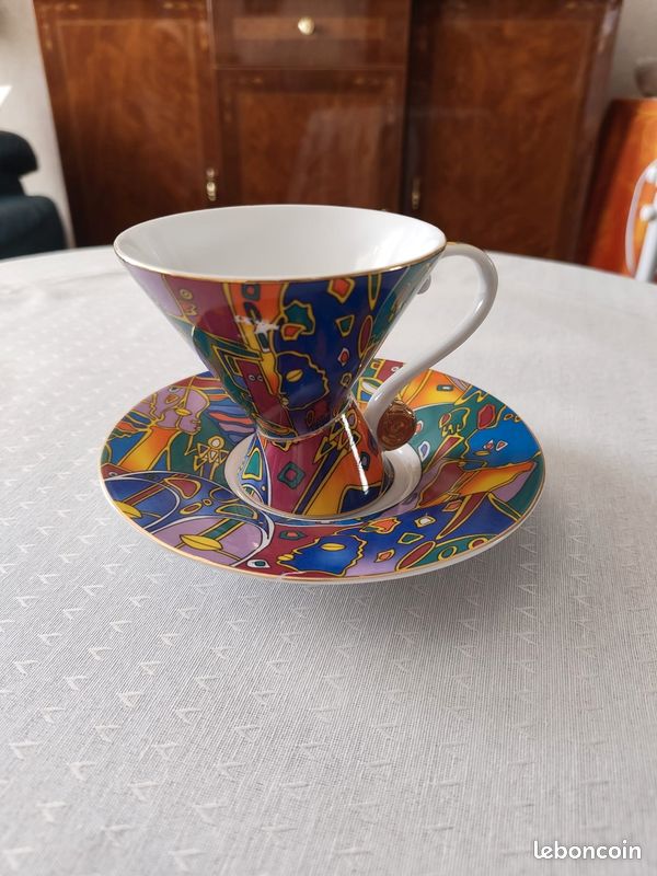 Lot De 2 Mugs Le Galion "Illusion" - Motif Blanc Et Noir, Céramique, 11x7 Cm - Occasion