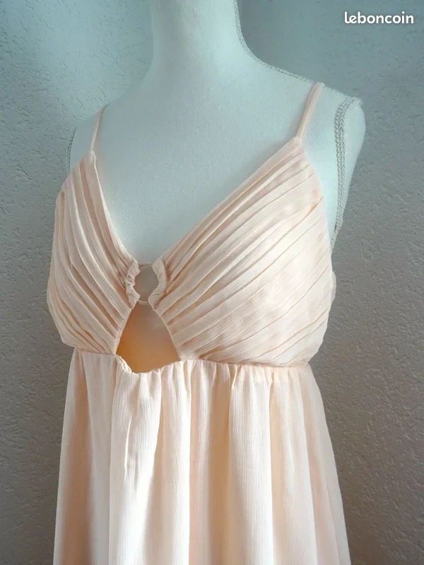 Neuve Robe longue Empire voilage rose abricot Cérémonie Mariage Demoiselle Honneur - H&M - M/L (image 2)