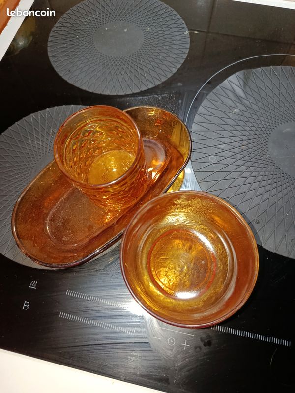 1 ravier 1 verre et un petit bol duralex ambré (image 6)