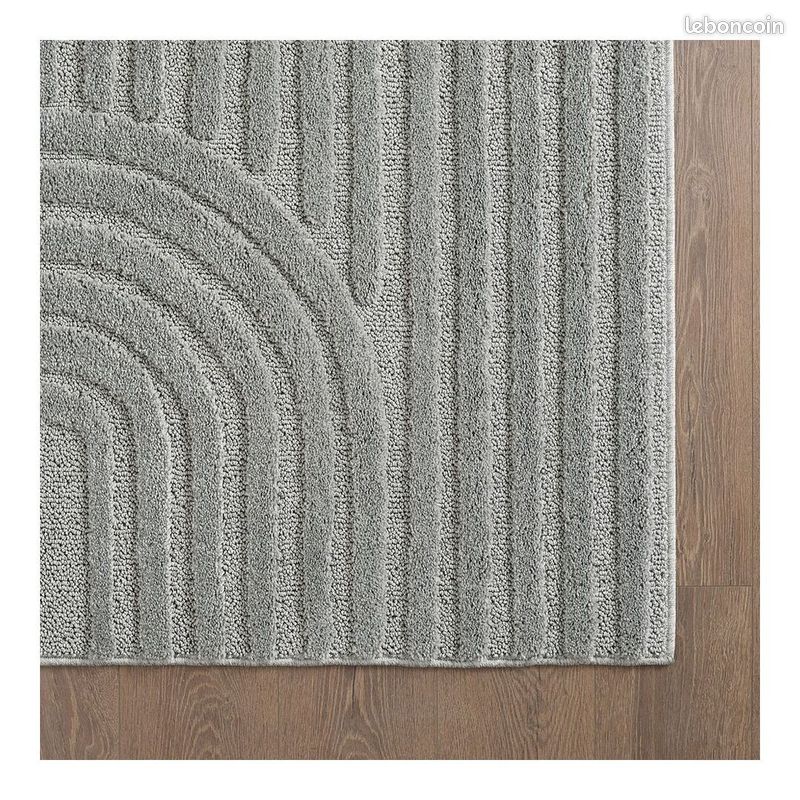 Tapis scandinave effet 3D graphique Taro Argenté 140x200 (image 3)