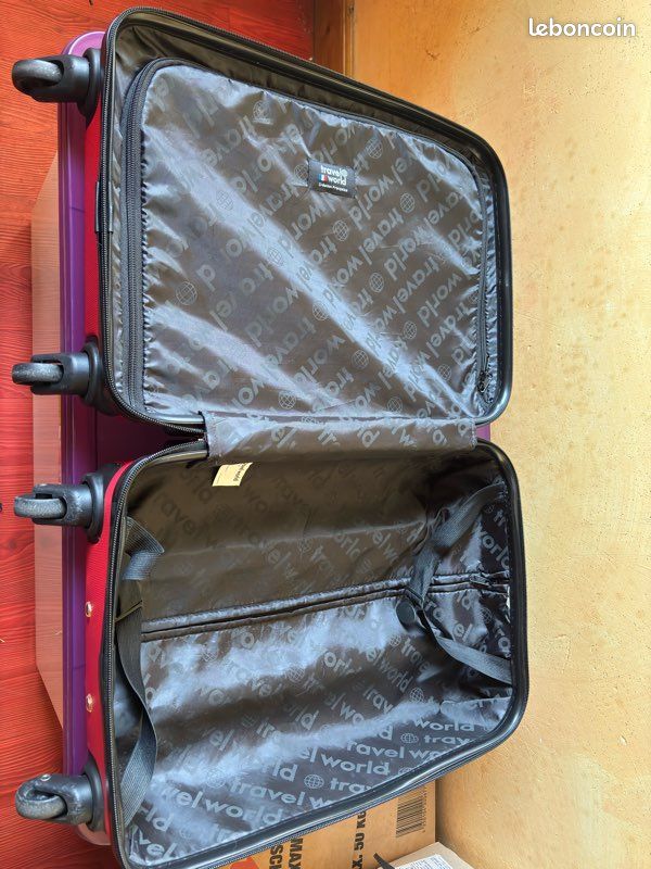 Valise cabine rigide 4 roues rouge Travel World (image 4)
