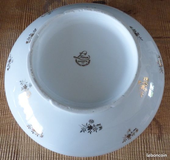 Saladier en porcelaine France de couleur blanche motif décor doré – pas de félure (image 5)