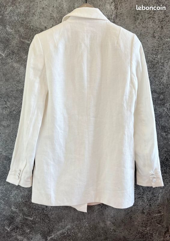 Blazer Blanc White Stuff - Taille 6 (UK)/8, Mélange Lin Et Coton, Occasion En Très Bon état