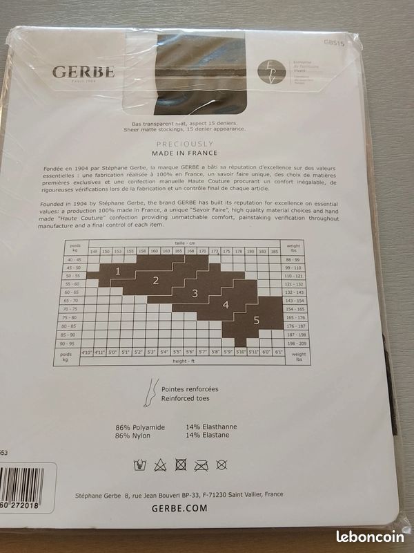 Collant pour porte chartelle noir sun satin à dentelle Taille 1 GERBE Neuf avec étiquette (image 2)
