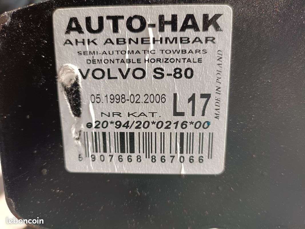 Attelage AUTO - HAK Pour Volvo S80 du 01/1998 au 12/2006 [Col de Cygne] complet (image 2)