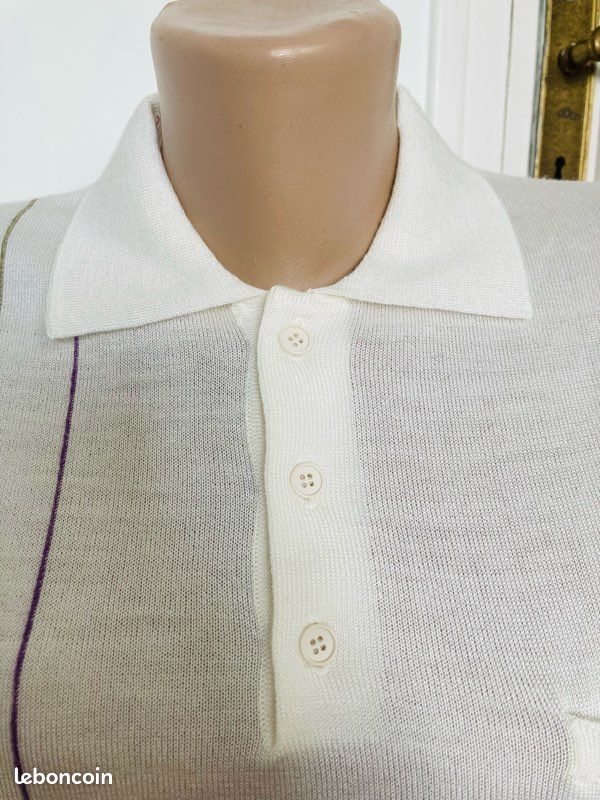 Polo petit pull fabrication française Vintage beige Vêtements