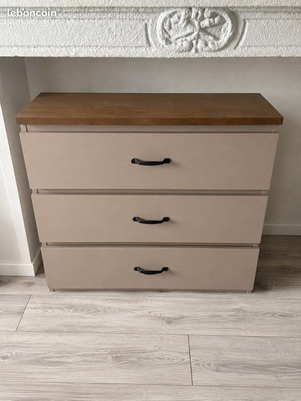 Commode 3 grands tiroirs – plateau bois – très pratique (image 1)