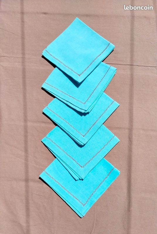 5 serviettes de table turquoises (image 6)