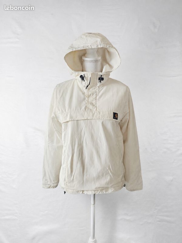 Veste Carhartt WIP Nimbus Pullover Blanc Off-White Taille S - Vintage Y2K Fleece Anorak Jacket (image 1)