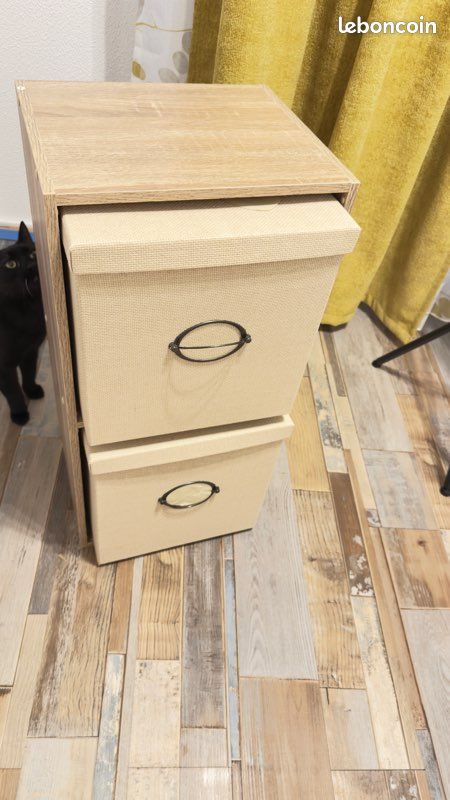 Meuble 2 cubes chêne avec boites (image 1)
