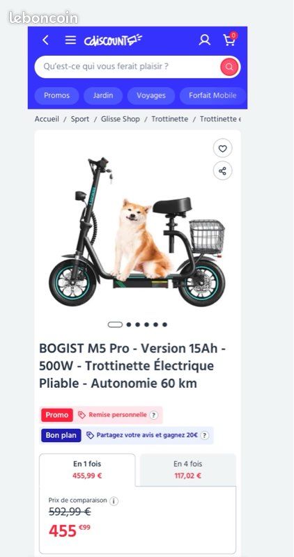 Draisienne électrique BOGIST M5 Pro - Version 15Ah - 500W - Trottinette Électrique Pliable - Autonomie 60 km (image 1)