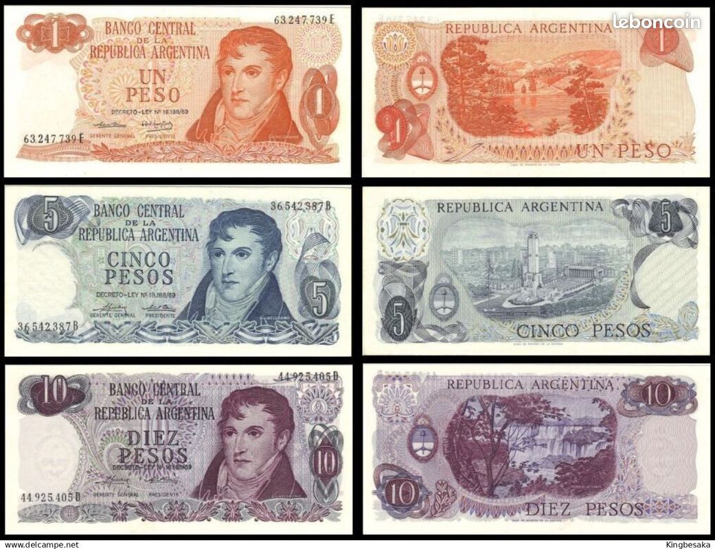 Argentine ARGENTINA 1.5.10 PESOS Issue 1973 - 76 UNC - Collection