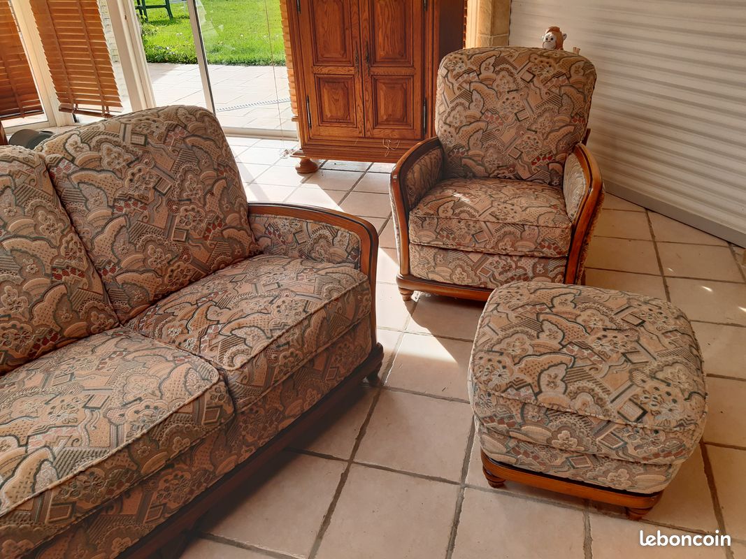 Salon canape 2p, 2 fauteuils, 1 pouf (image 1)