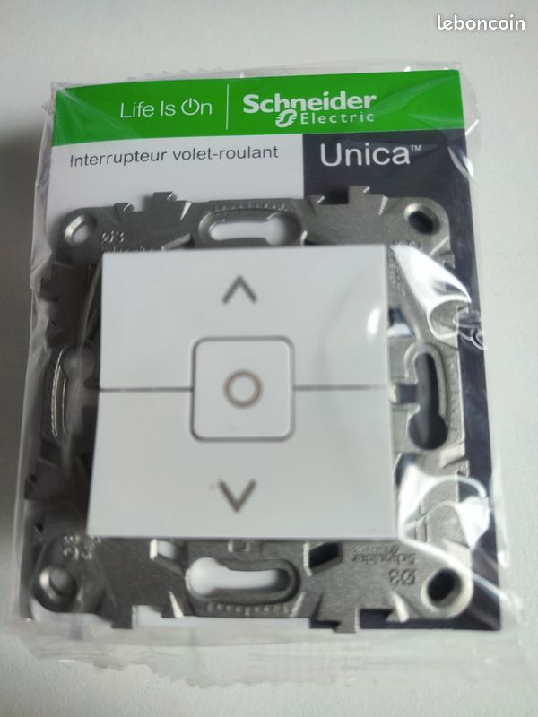 Commande volet roulant à assembler, SCHNEIDER ELECTRIC Unica Pro, blanc Commande volet roulant à assembler, SCHNEIDER ELECTRIC Unica Pro, blanc