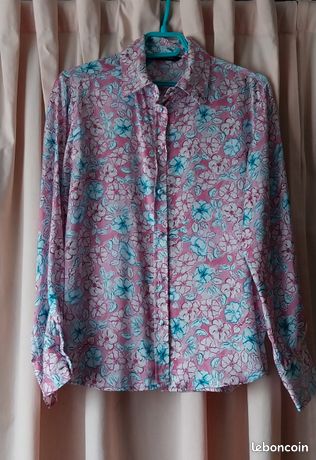 Chemisier Vintage Taille 40/42 - 100% Viscose - Blanc - Très Bon état