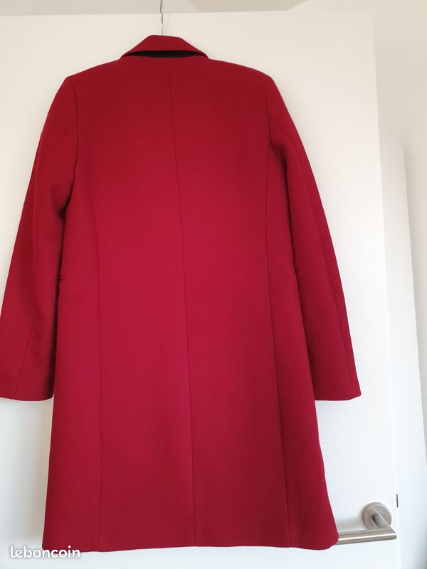 Manteau Caban Zara Rouge - Taille 36/S - Laine - Mi-long - Occasion Très Bon état (doublure Déchirée)