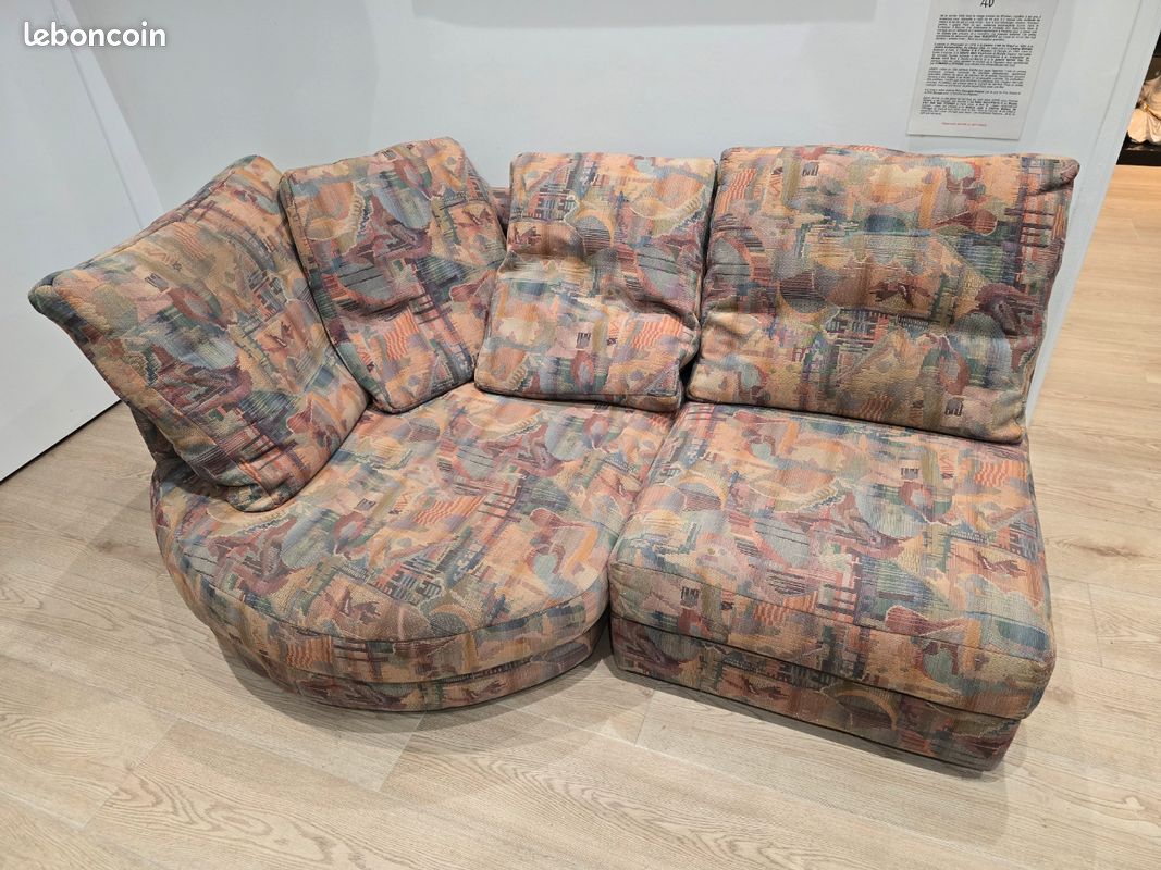 Canapé Modulable D'occasion Roche Bobois - Modèle Entracte En L (380x390) - Tissu Multicolore
