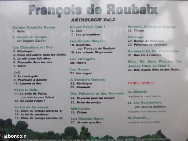 FRANCOIS DE ROUBAIX édition limitée CD anthologie volume 2 - CD 