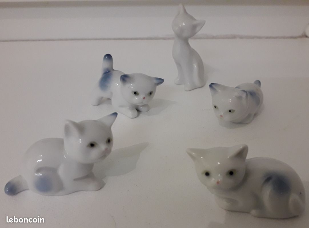 Figurines Vintage Deux Chats Roux Acrobates – Résine Sur Balançoire En Fer, Miniature